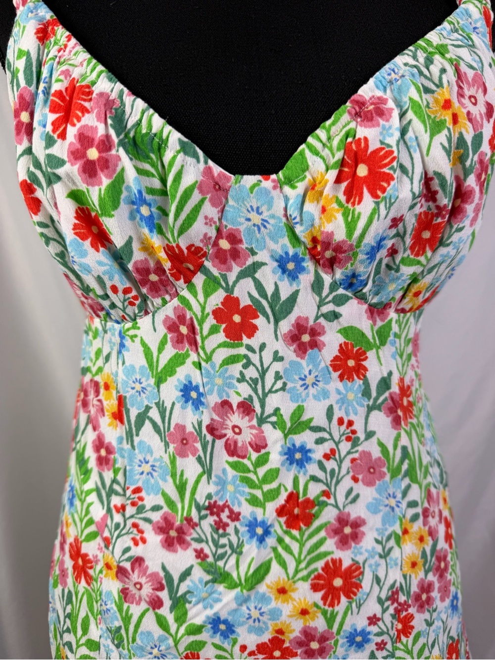 Sky to Moon White Floral Cutout Mini Sundress Sweetheart Neckline Open Back M - Picture 9 of 12